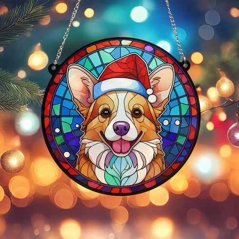 Corgi Christmas Suncatcher